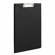 Папка-планшет ОФИСМАГ, А4, с прижимом и крышкой, картон/ПВХ, черная, 225982
