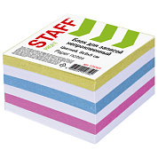Блок для записей STAFF непроклеенный, куб 9х9х5 см., цветной, чередование с белым, 126365