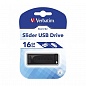 Флэш-накопитель USB 2.0 Flash Drive Verbatim Slider 16GB, черный 98696