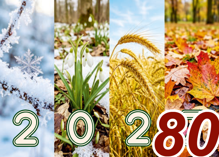 Календарь квартальный РБ на 2027 год, №80 Времена года, 3 блока, 3 гребня, бегунок, 730х297 мм.