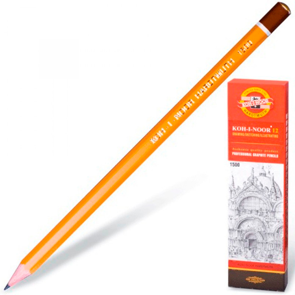 Карандаш чернографитный Koh-I-Noor 1500 заточенный шестигранный