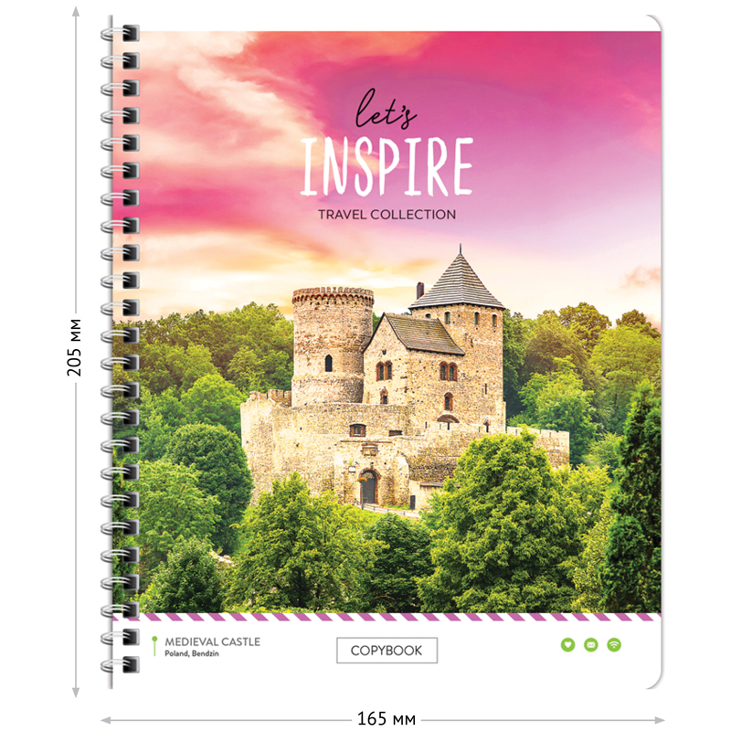 Тетрадь 80л., А5, клетка на гребне ArtSpace Путешествия. Let`s inspire, ВД-лак 282121