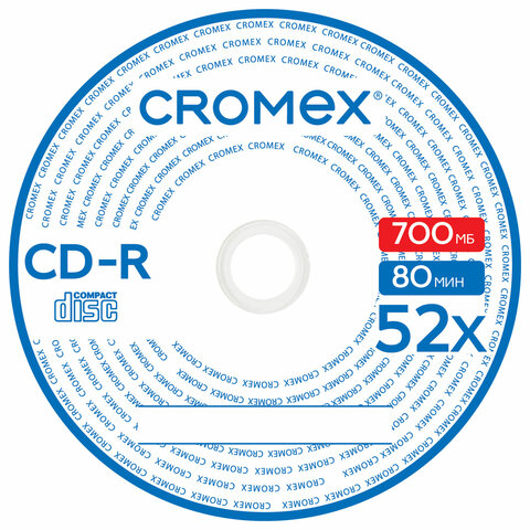 Диски CD-R CROMEX, 700 Mb, 52x, Cake Box, КОМПЛЕКТ 25 шт. 513776