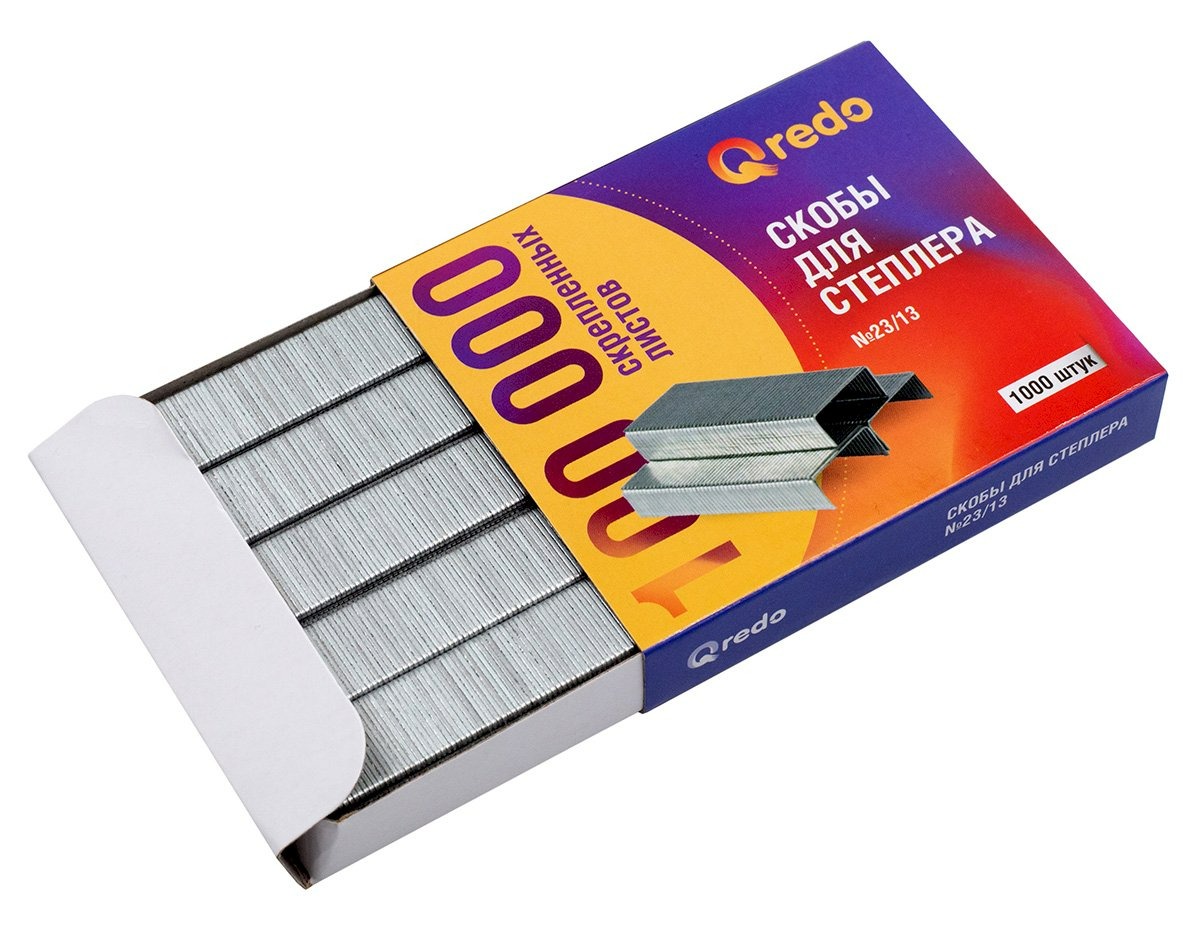 Скобы для степлера 23/13, CREDO оцинкованные, упаковка 1000шт. арт.15-4253