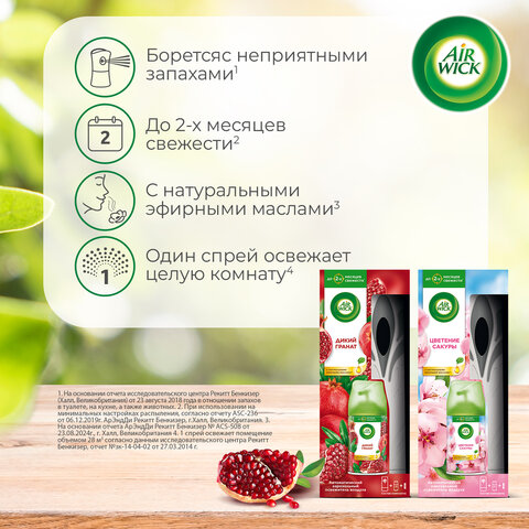 Освежитель воздуха автоматический 250 мл AIRWICK, диспенсер + сменный баллон, "Нежный шелк и лилия", 608656