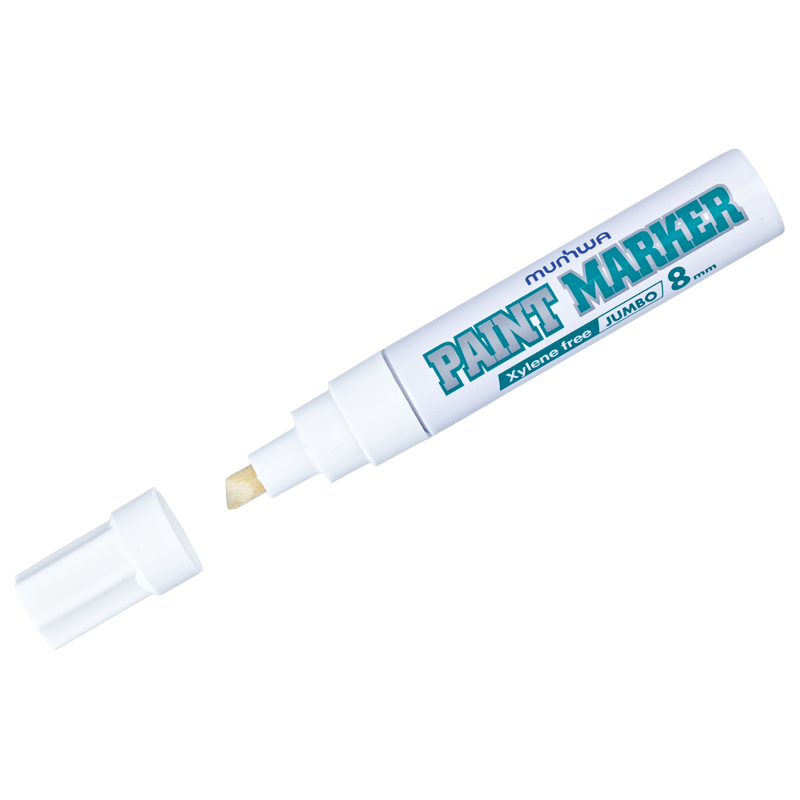 Маркер-краска MunHwa Jumbo Chisel 8мм. белый, скошенный наконечник, нитро-основа JРМ-05