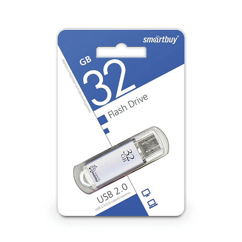 Флеш-диск 32 GB, SMARTBUY V-Cut, USB 2.0, металлический корпус