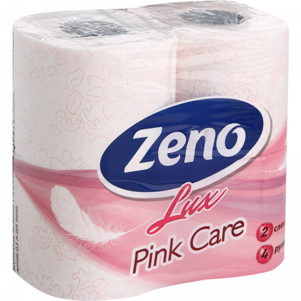 Бумага туалетная ZENO LUX pink care, 2-х слойная, 4 рулона в упаковке