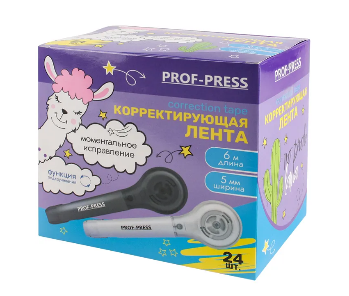 Корректирующая лента PROF-Press 5мм.х6м. ассорти арт. K4393