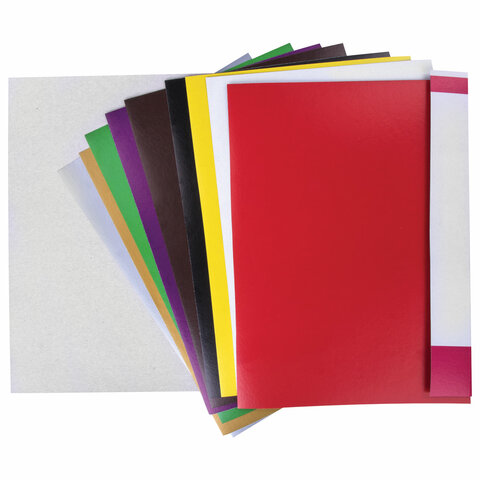 Картон цветной А4 МЕЛОВАННЫЙ, ВОЛШЕБНЫЙ, 10 листов 10 цветов, в папке, BRAUBERG, 200х290мм. 129915