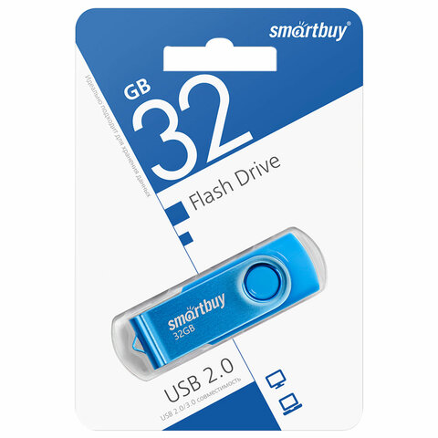 Флеш-диск 32 GB SMARTBUY Twist USB 2.0, синий, SB032GB2TWB/513908