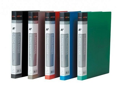 Папка 4 кольца Glass А4, 950мкм. корешок 25мм. СИНЯЯ, пластик, арт.US-1014/4R blue
