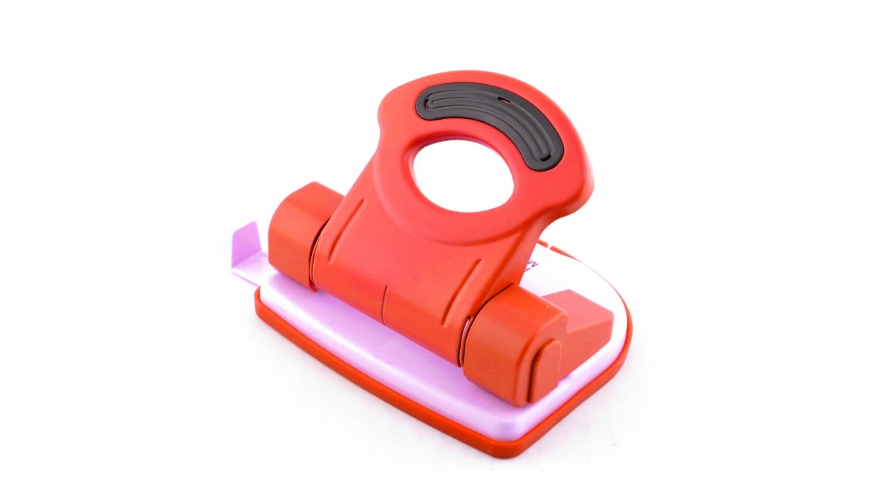 Дырокол на 20л. KANEX MOD-20PP КРАСНЫЙ с линейкой