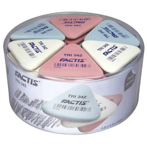 Ластик FACTIS TRI 342 (Испания), 49х45х6 мм, ассорти, треугольный, мягкий, PNFTRI342/227990