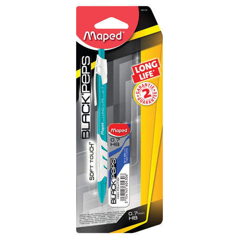 Карандаш механический MAPED Black Pep's, 0,7мм. корпус ассорти + сменные грифели