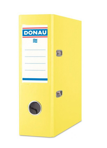 Папка-регистратор А5, 75мм. Donau, покрытие ПВХ,  ЖЕЛТЫЙ, арт.3905001PL-11