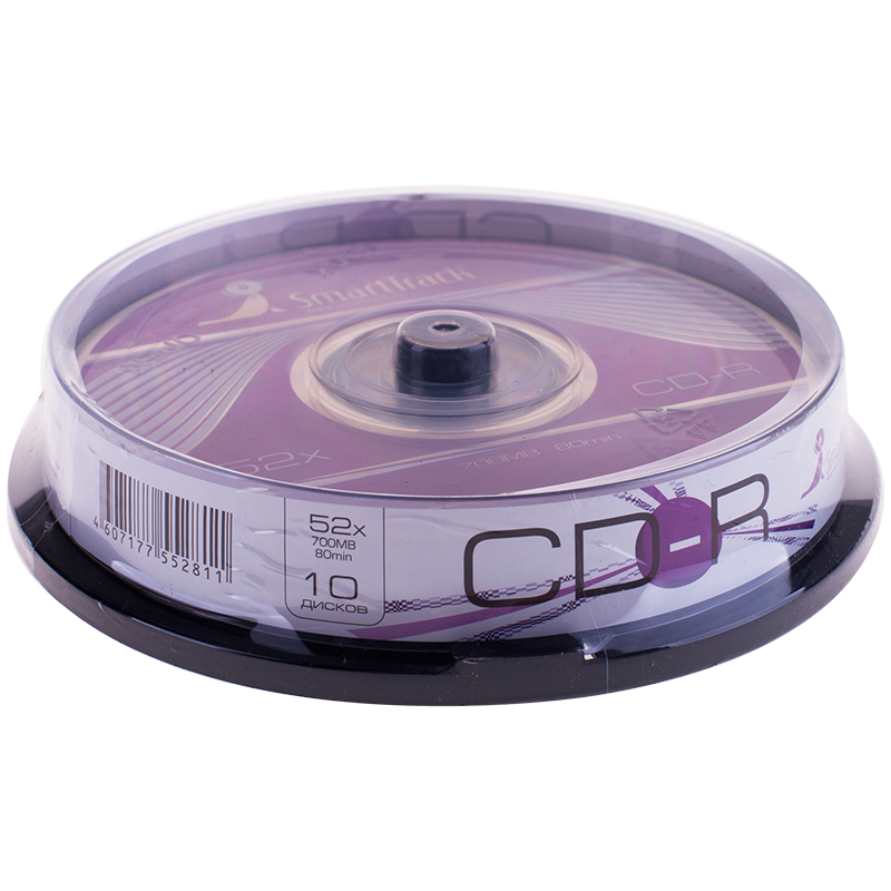 Диск CD-R 700Mb Smart Track 52x Cake Box, КОМПЛЕКТ 10 шт. арт.ST000148