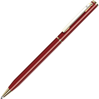 Ручка шариковая SLIM с поворотным механизмом, 0.7мм.  с золотистыми элементами, синий стержень, БОРДОВАЯ