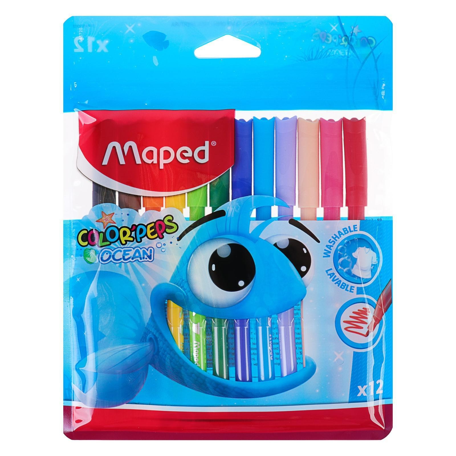 Фломастеры 12 цветов Maped Color Peps Ocean арт.845720