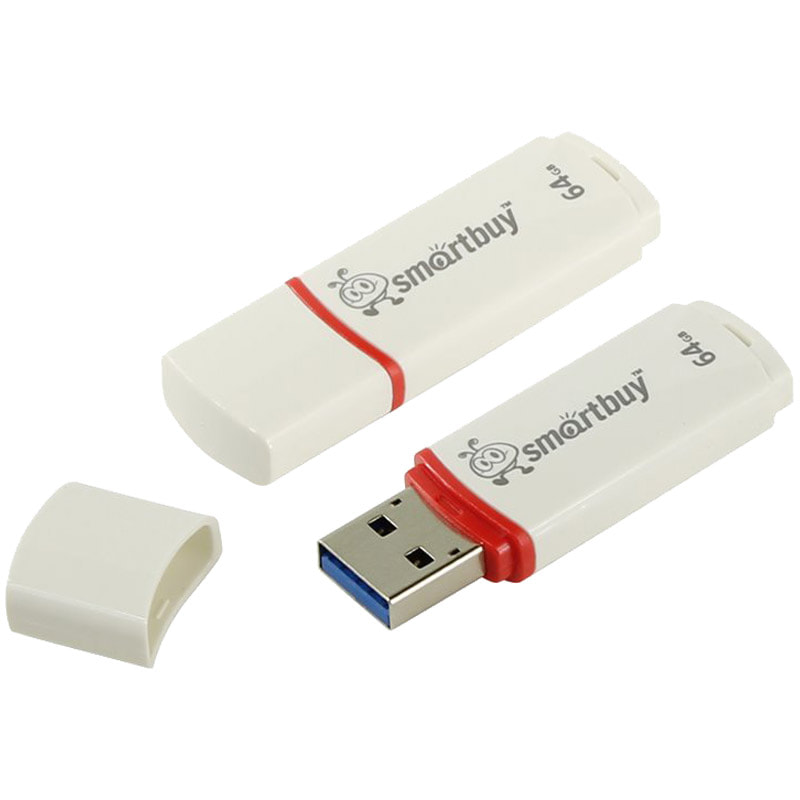 Память Smart Buy Crown 64GB, USB 2.0 Flash Drive, белая SB64GBCRW-W
