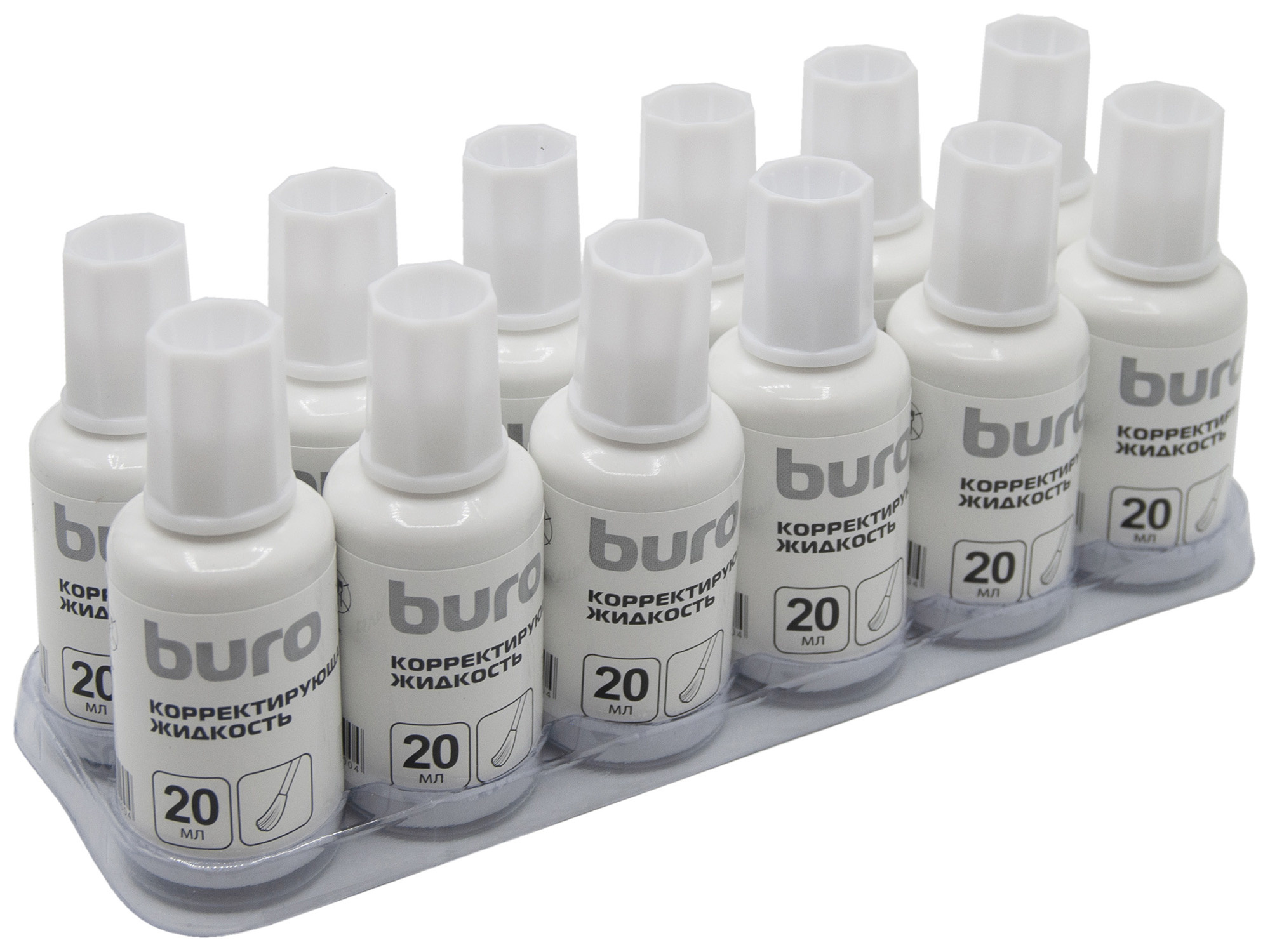 Корректирующая жидкость BURO, 20мл, на химической основе, с кистью арт.1526279