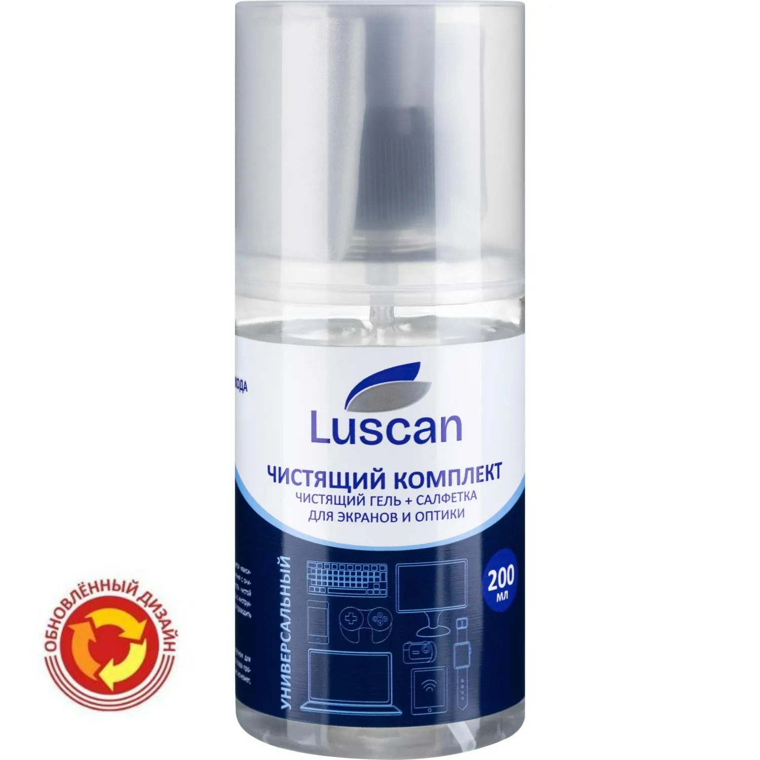 Гель для чистки мониторов Luscan, 200 мл, + салфетка из микрофибры 18х18см. арт.323646