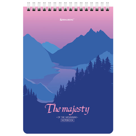Блокнот А5 (146х206 мм), 80 л., гребень, картон, жесткая подложка, клетка, BRAUBERG Majesty, 114373