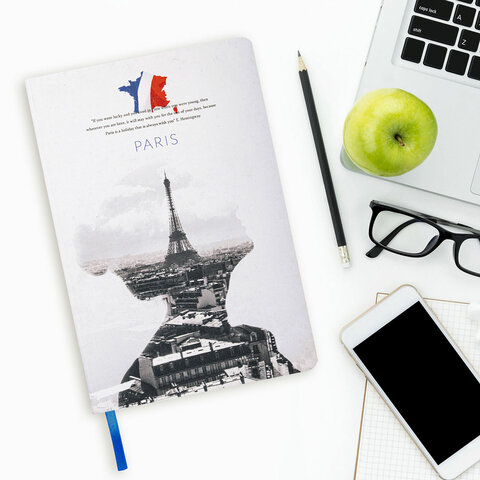 Блокнот А5 (143x210мм.), BRAUBERG VISTA Paris, под кожу, твердый, 80 л., 112069