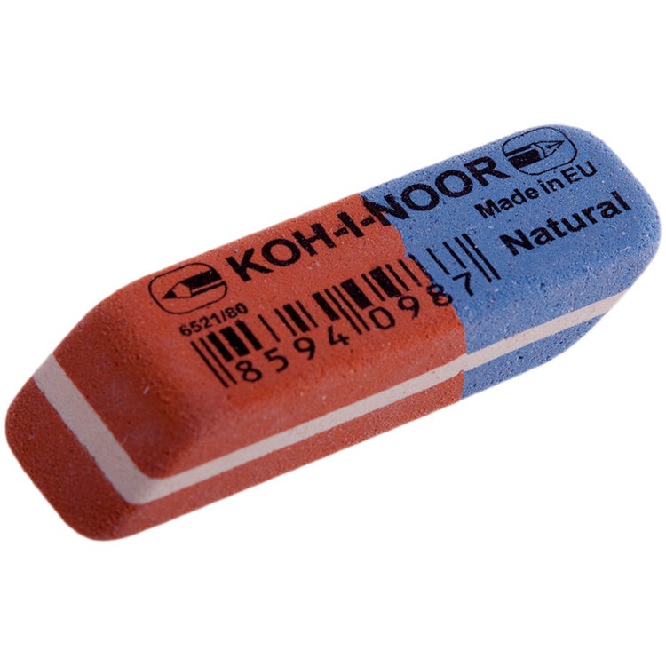 Ластик KOH-I-NOOR BLUE STAR 6521/80, комбинированный 42*14*8мм. каучук