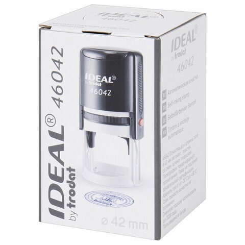 Оснастка для печатей, оттиск D=42 мм, синий, TRODAT IDEAL 46042, корпус КРАСНЫЙ, крышка, подушка,125311