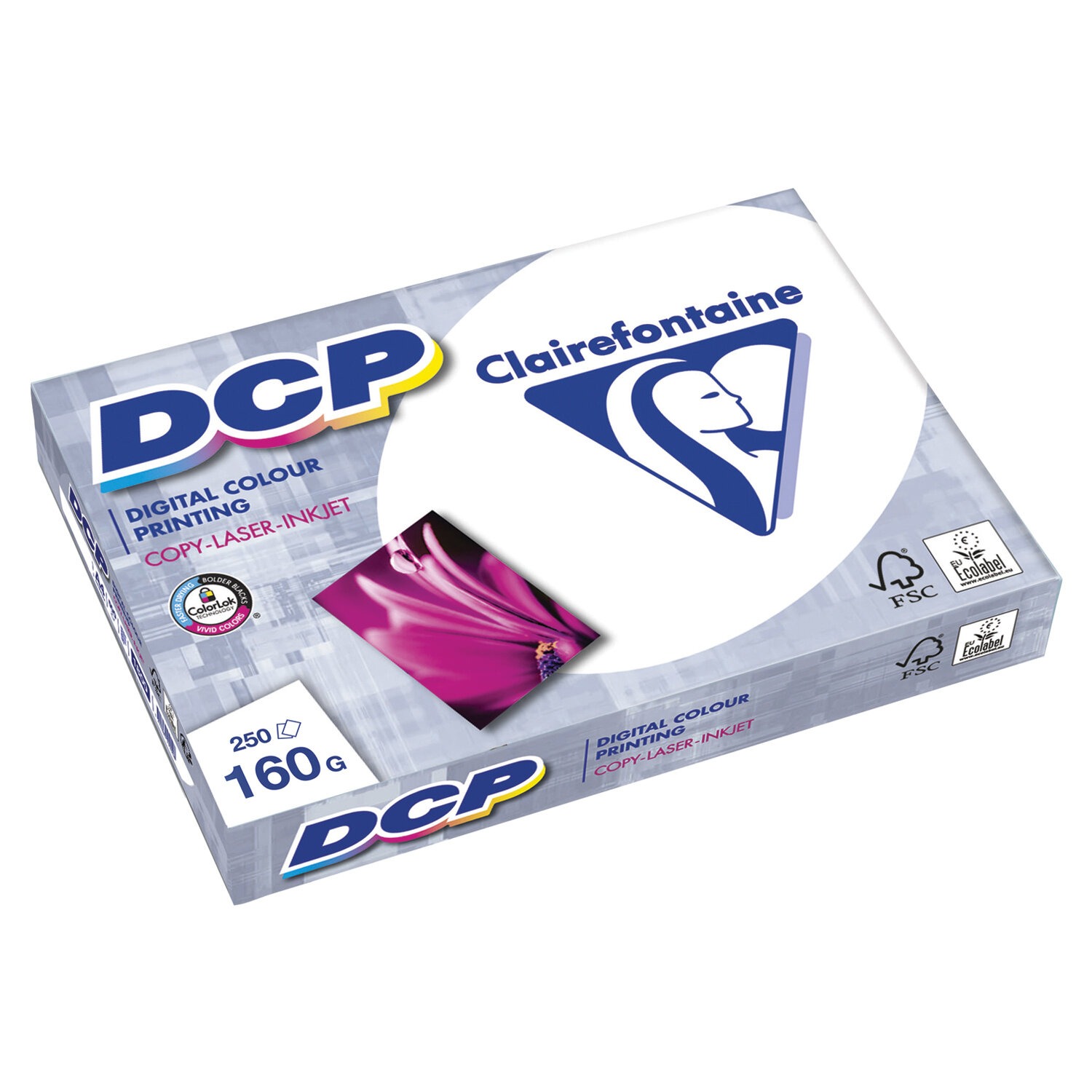 Бумага для лазерной и струйной печати А4, 160 г/м2, 250 л., марка А++, DCP CLAIREFONTAINE, 170% CIE, 1842C