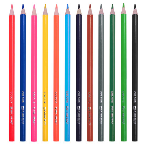Карандаши цветные BRAUBERG KIDS, 12 цветов, трехгранный корпус, грифель мягкий 3 мм., 181943