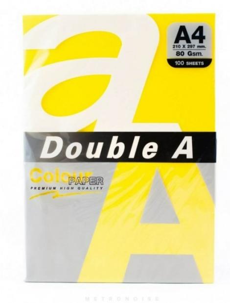 Бумага DOUBLE A, А4 ярко-желтая 80г/м, 500л.