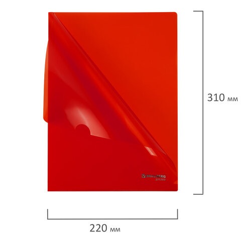 Папка-уголок жесткая BRAUBERG EXTRA, 0,15мм. КРАСНАЯ, 271703