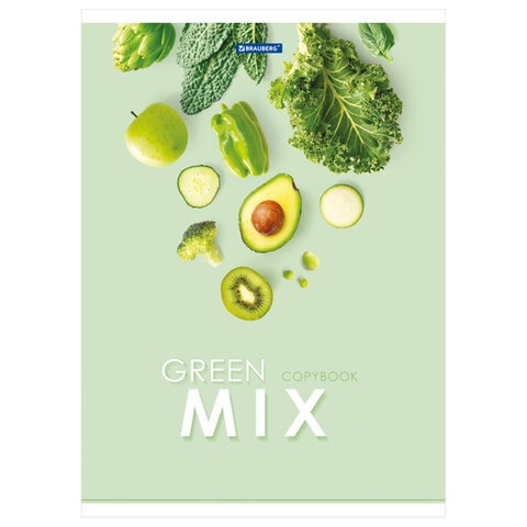 Тетрадь А4, 80 л., BRAUBERG, скоба, клетка, обложка картон, "Mix", 404046