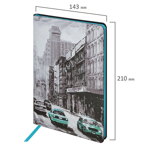Блокнот А5 (143x210 мм), BRAUBERG VISTA Old New York, под кожу, гибкий, 80 л., 112062