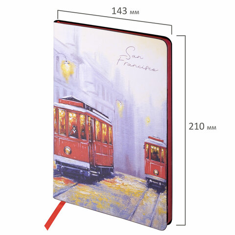 Блокнот А5 (143x210 мм), BRAUBERG VISTA San Francisco, под кожу, гибкий, 80 л., 112070
