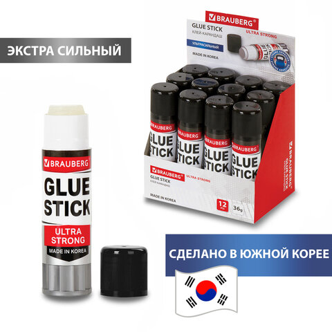 Клей-карандаш BRAUBERG ULTRA STRONG, УСИЛЕННАЯ ФОРМУЛА