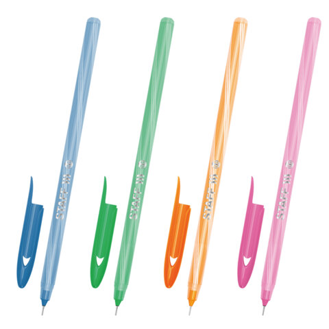 Ручка шариковая STAFF CANDY NEON, синяя, игольчатый узел 0,6 мм, линия 0,3 мм, 144234