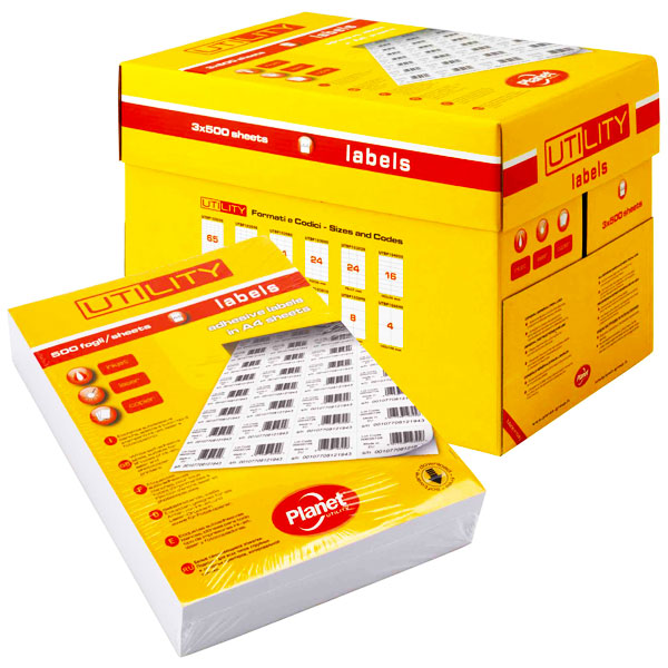 Наклейки Planet Utility, А4, 500л., 210х297 мм., белая, неделённая (1 деление)