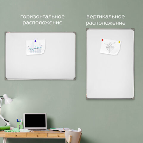 Доска магнитно-маркерная 90х120 см. алюминиевая рамка, STAFF, 238138