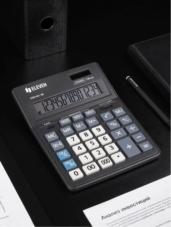 Калькулятор настольный Eleven Business Line CDB1401-BK, 14 разрядов, двойное питание, 155*205*35мм, черный