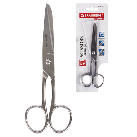 Ножницы цельнометаллические BRAUBERG Professional, 175 мм., классической формы, 237102