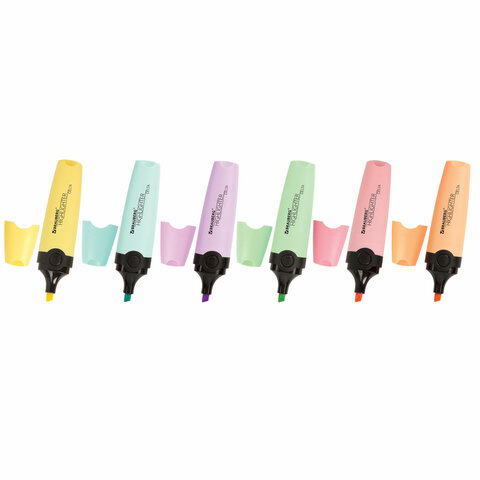 Набор текстовыделителей BRAUBERG DELTA PASTEL, 6 шт., ассорти, линия 1-5 мм. 151736