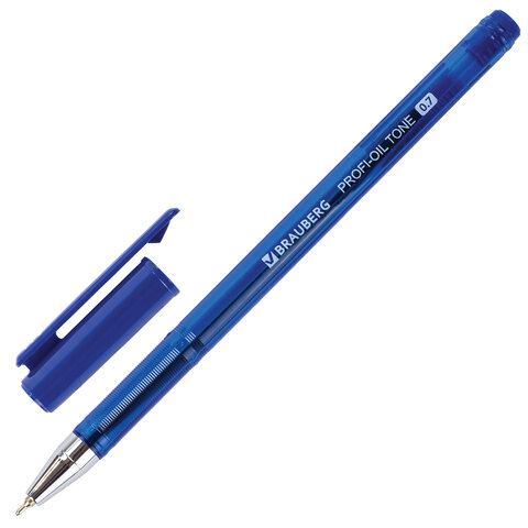Ручка шариковая масляная BRAUBERG PROFI-OIL TONE, СИНЯЯ, узел 0,7 мм, линия письма 0,35 мм, 143459