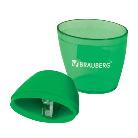 Точилка BRAUBERG Diamond, с контейнером, овальная, в дисплее, ассорти, 222491