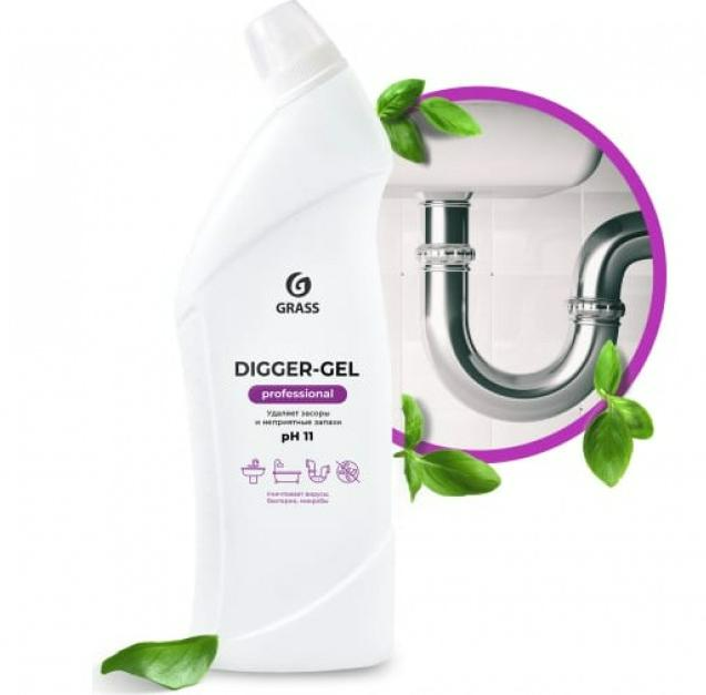 Средство для удаления засоров в трубах Grass DIGGER-Gel Professional 1000 мл., 125569