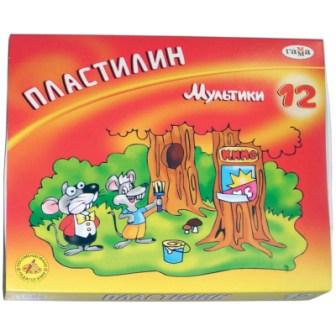Пластилин "Mультики" 12 цветов 240 гр. со стеком