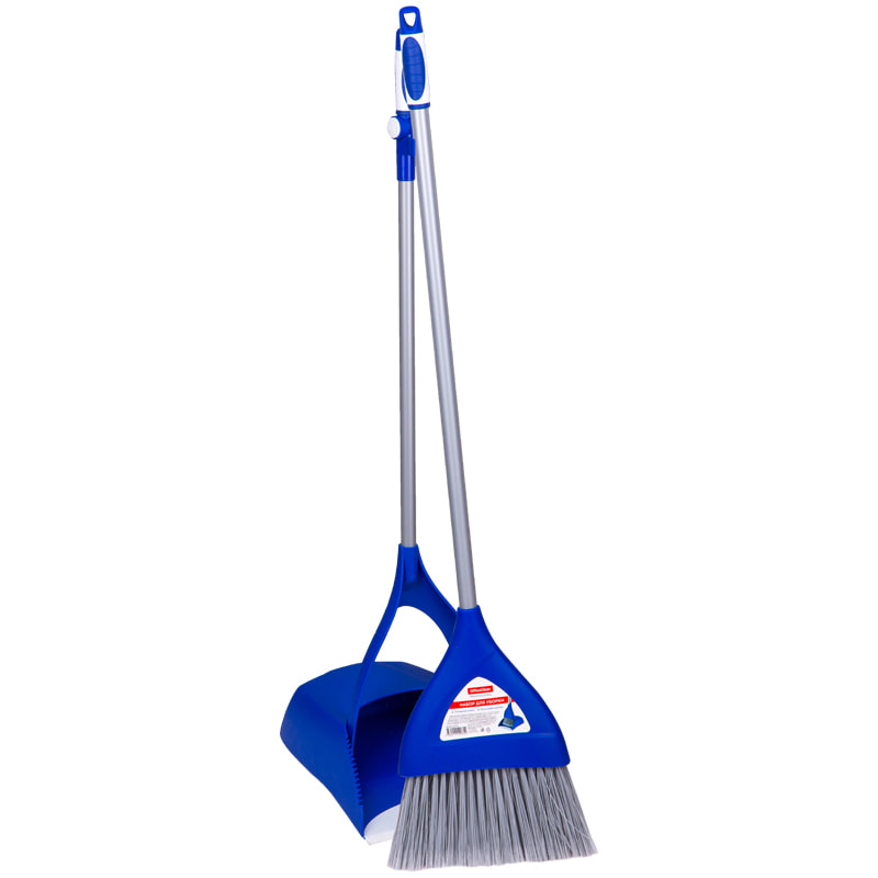 Совок для мусора OfficeClean Professional со щеткой-сметкой, складной, метал.ручка 66см.