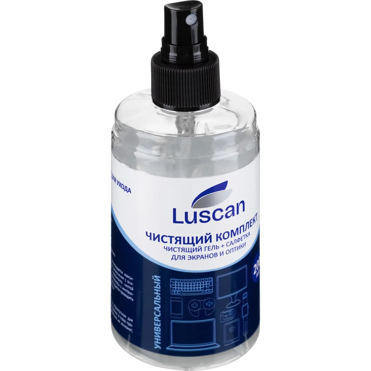 Гель для чистки мониторов Luscan, 200 мл, + салфетка из микрофибры 18х18см. арт.323646